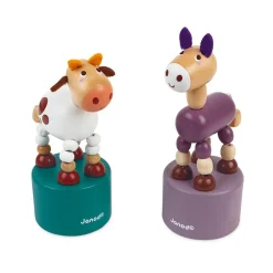 Pocket Cow / Donkey Push Up Toy by Janod