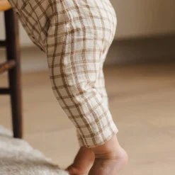 Pocketed Woven Jumpsuit in Cinnamon Plaid by Quincy Mae