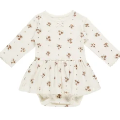 Pointelle Skirted Bodysuit in Autumn Flora by Quincy Mae - Last Ones In Stock - 3-12 Months