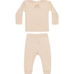 Pointelle Tee and Legging Set in Shell by Quincy Mae