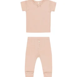 Pointelle Tee and Legging Set in Melon by Quincy Mae