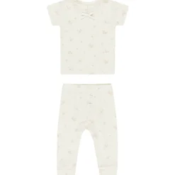 Pointelle Tee and Legging Set in Pink Ditsy by Quincy Mae