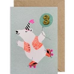 Polar Bear Embroidered Age Card by Petra Boase - Age 3