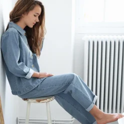 Pomelos Denim Pants in Blue by Poudre Organic - Last One In Stock - 12 Months