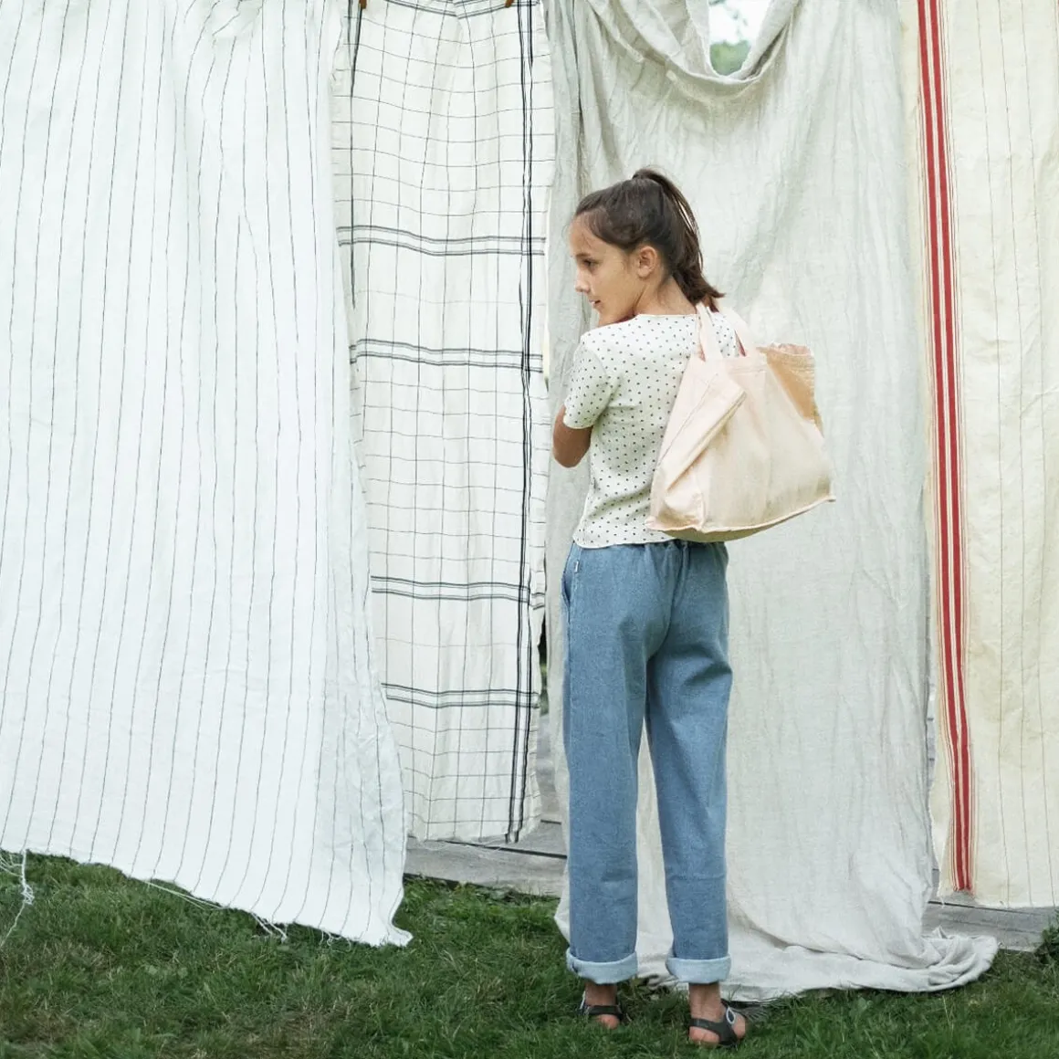 Pomelos Denim Pants in Blue by Poudre Organic - Last One In Stock - 12 Months