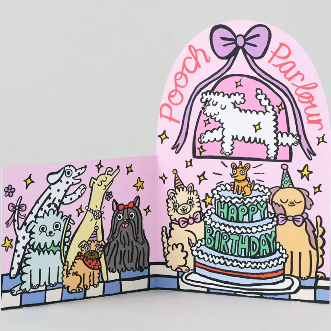 Pooch Parlour Die Cut Birthday Greetings Card by Alice Bowsher for Wrap