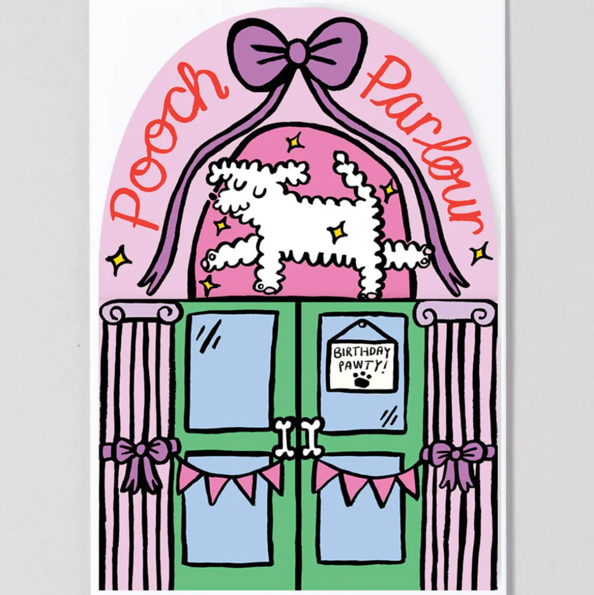 Pooch Parlour Die Cut Birthday Greetings Card by Alice Bowsher for Wrap