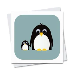 Poppy And Petula Penguins Greetings Card by Stripey Cats Cards