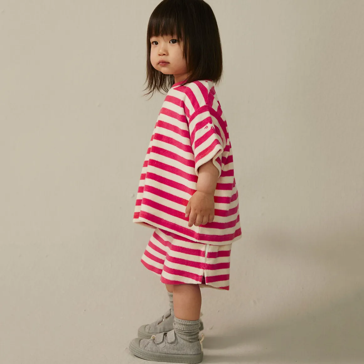 POP Terry Oversized Tee in Cherry / Cream by Gray Label