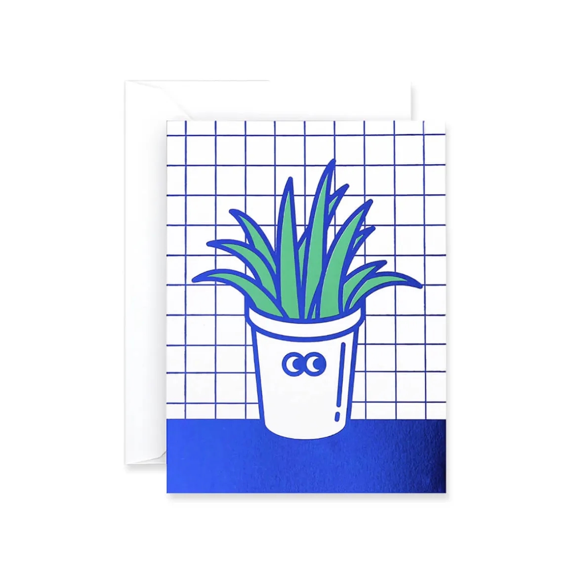 Pot Plant Foil Blocked Mini Greetings Card by Rachel Peck for Wrap