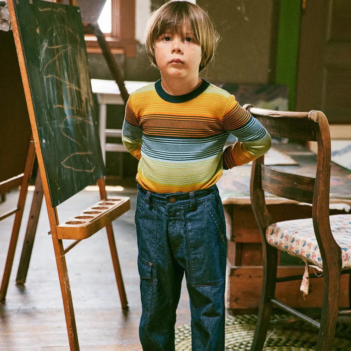Primary Crew Neck in Sunset Stripe by Misha & Puff - Last Ones In Stock - 2-5 Years