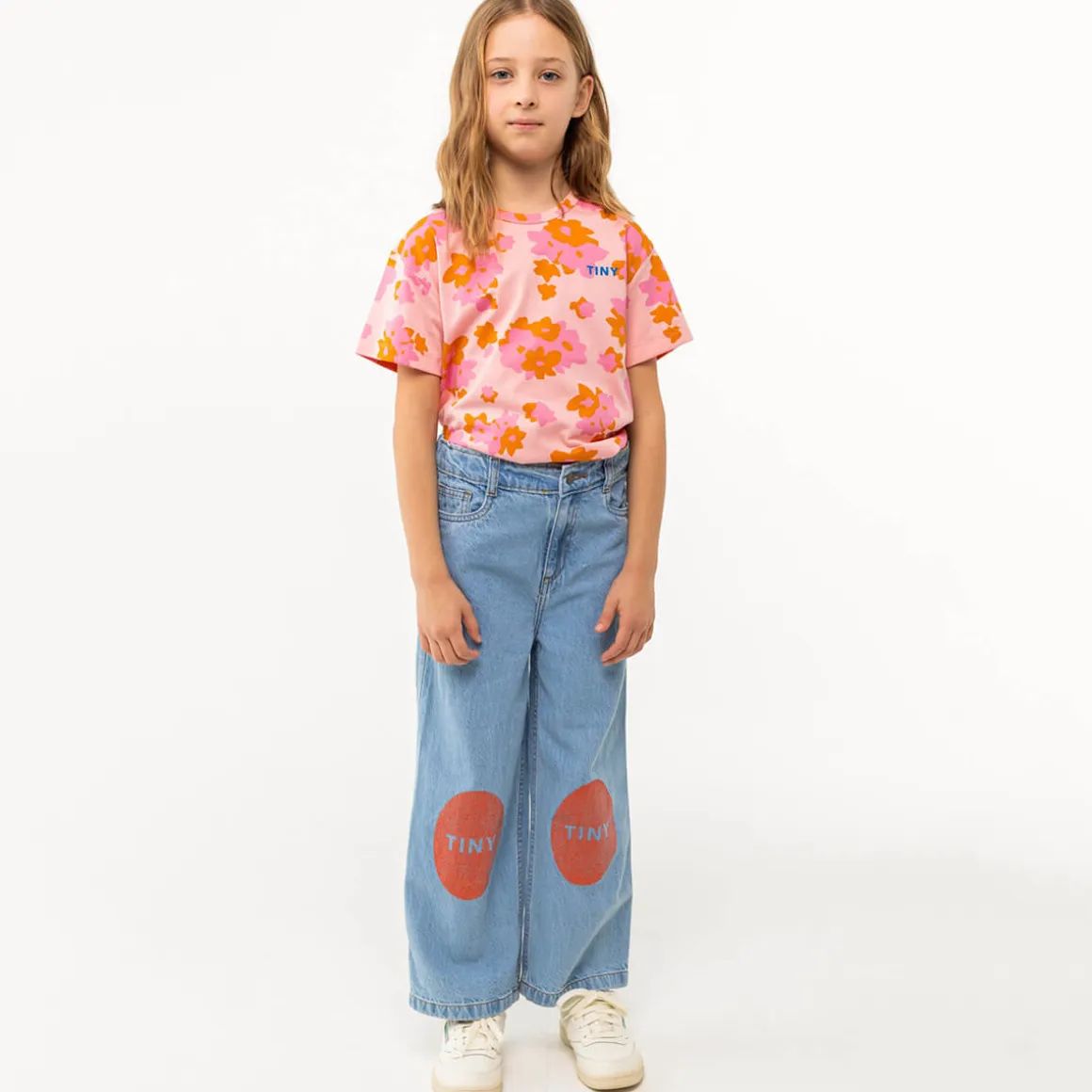 Printed Jeans in Medium Wash Denim by Tinycottons
