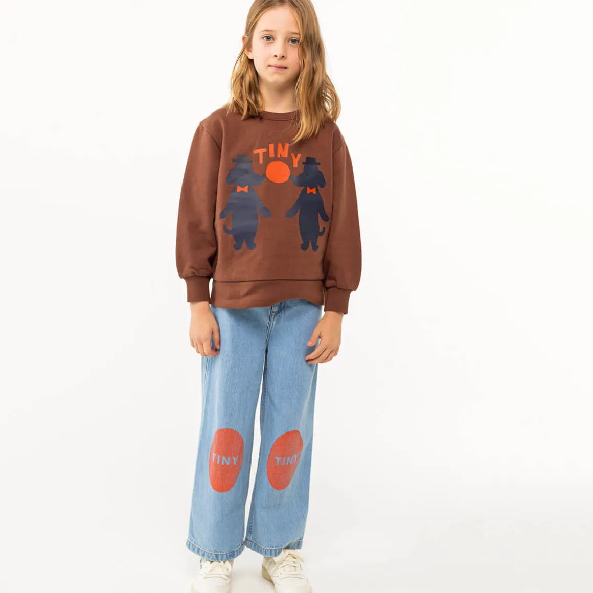 Printed Jeans in Medium Wash Denim by Tinycottons
