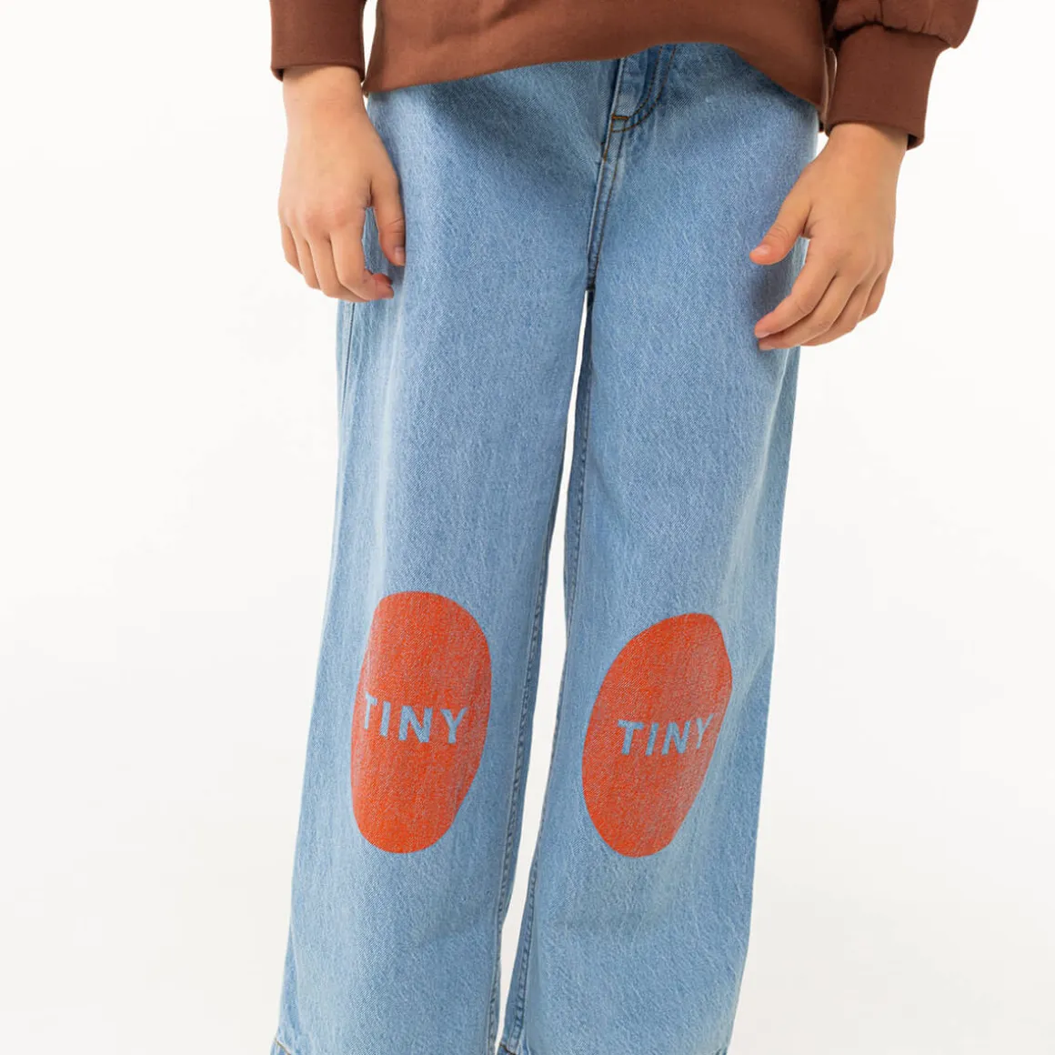 Printed Jeans in Medium Wash Denim by Tinycottons