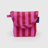 Puffy Earbuds Case in Pink and Red Painted Stripe by Baggu