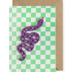 Purple Snake Iron On Patch Greetings Card by Petra Boase