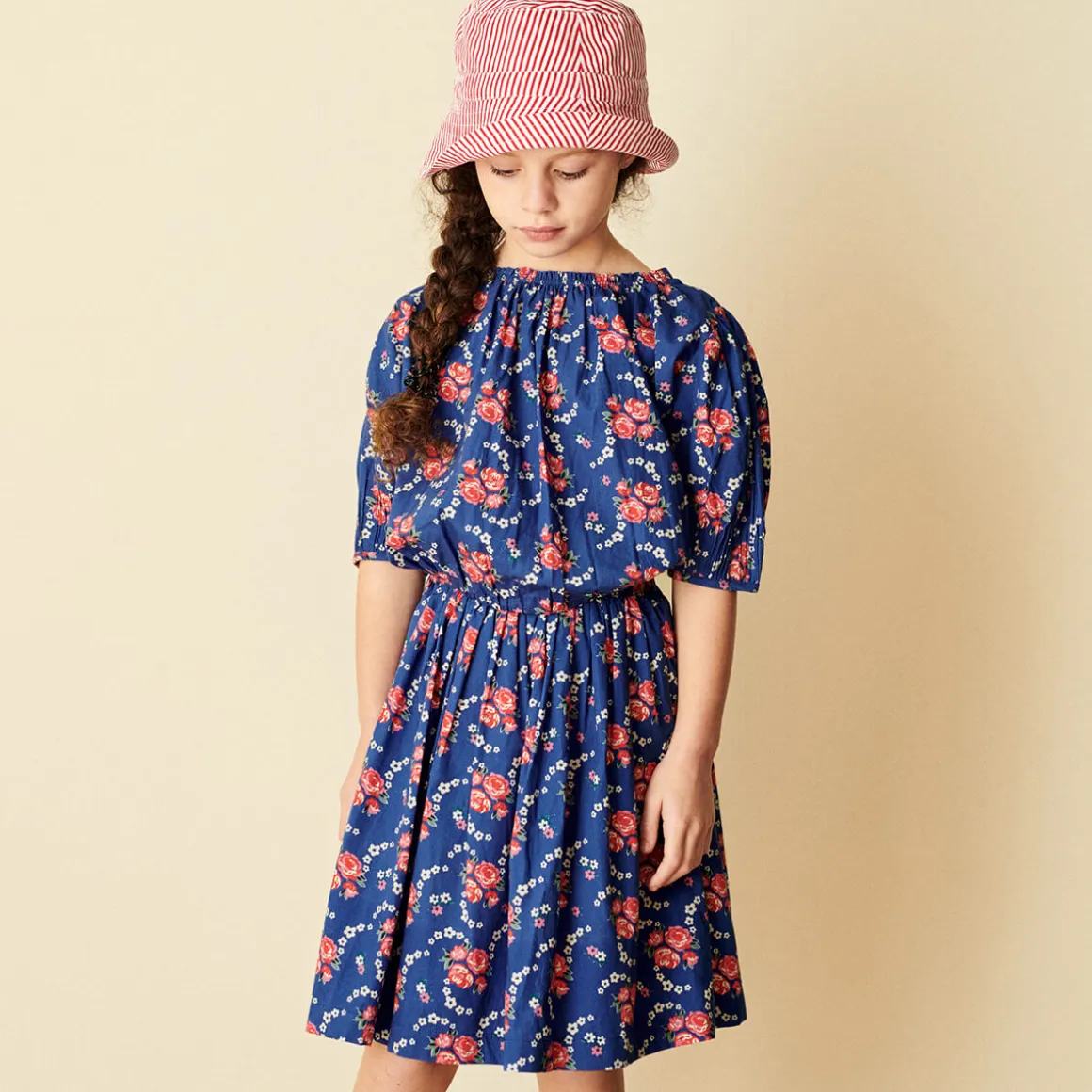 Queen's Park Blouse in Rose Posy Print Blue by Caramel