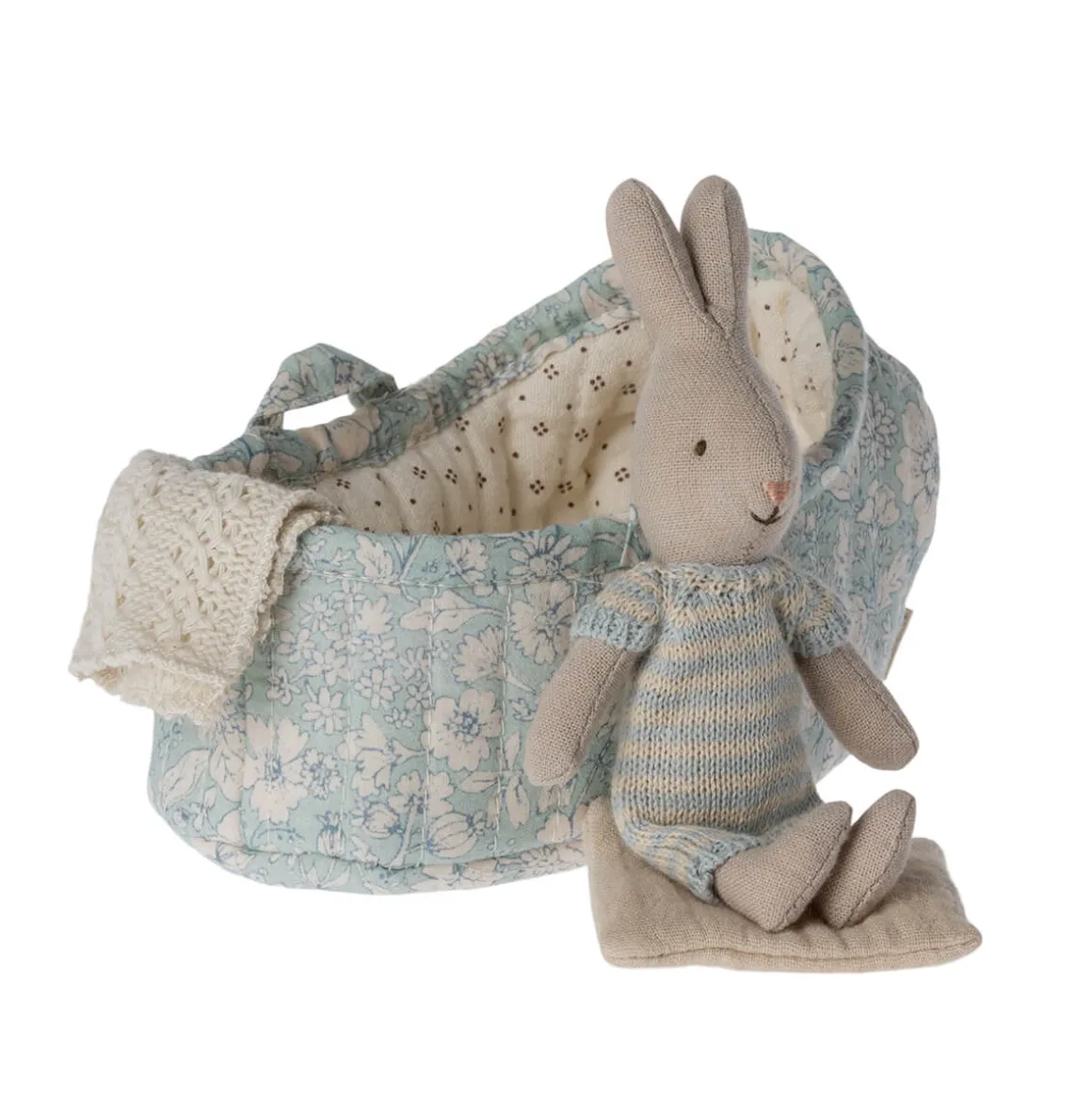 Rabbit in Micro Carry Cot (13cm) in 3 colours by Maileg