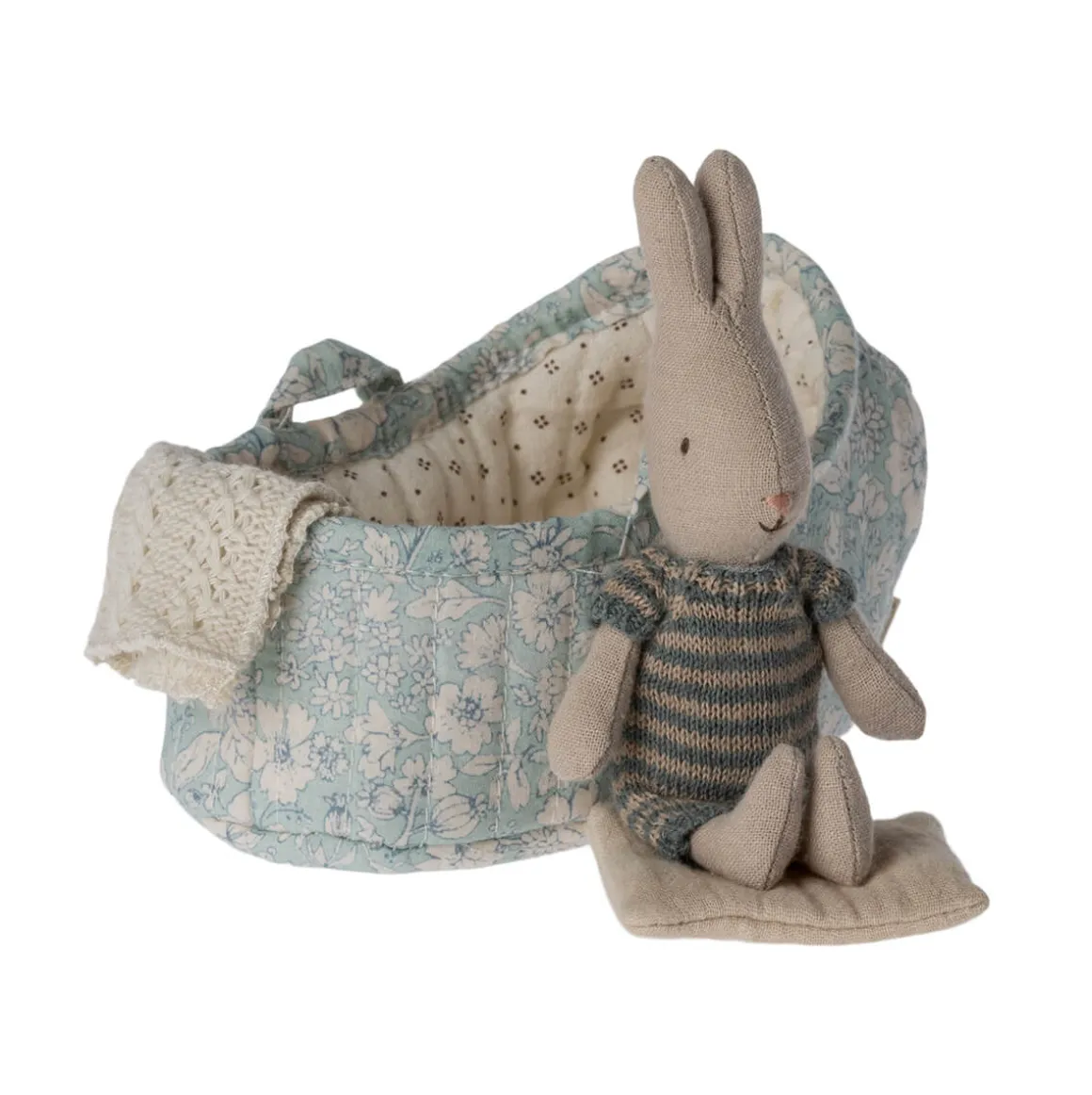 Rabbit in Micro Carry Cot (13cm) in 3 colours by Maileg