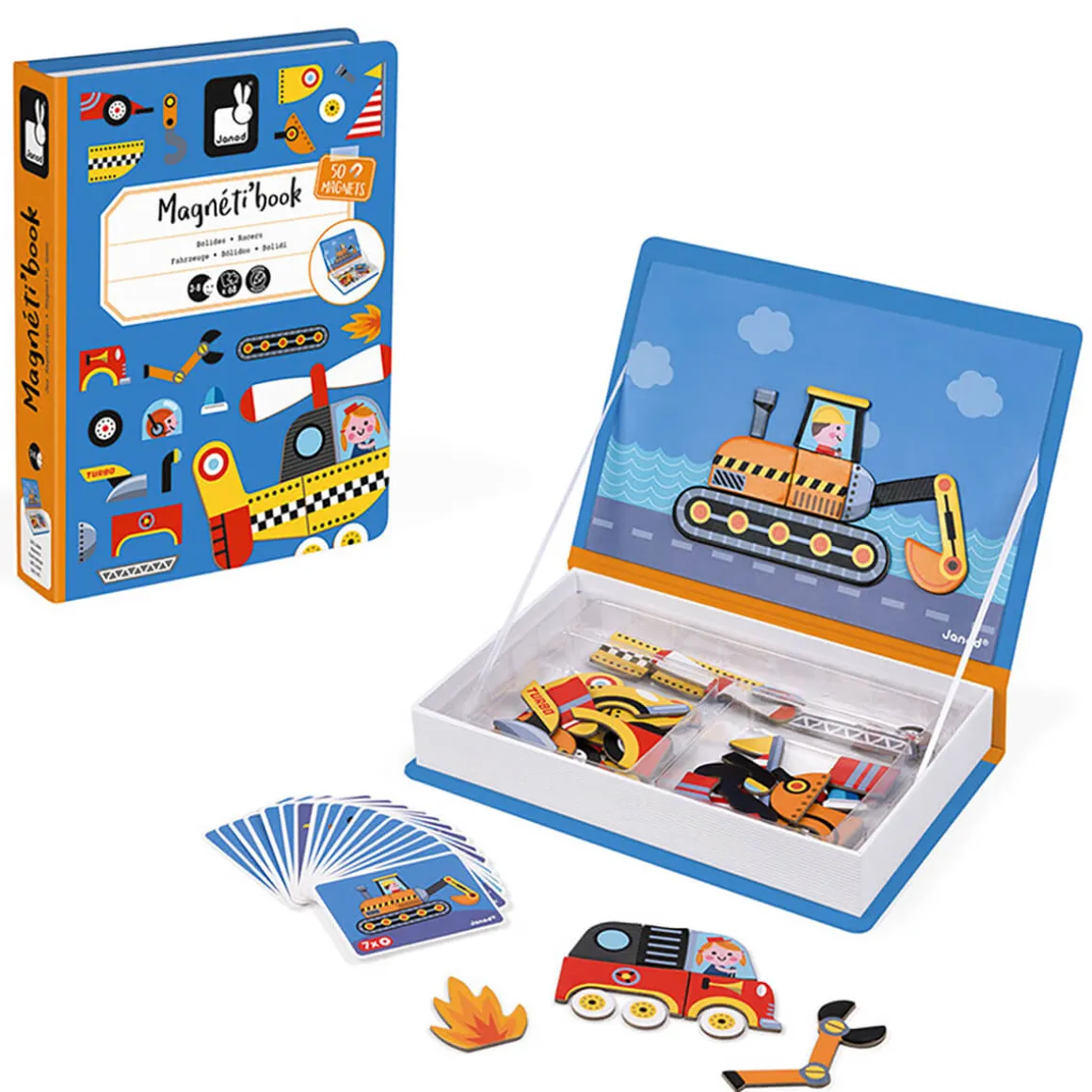 Racers & Vehicles Magneti Book by Janod