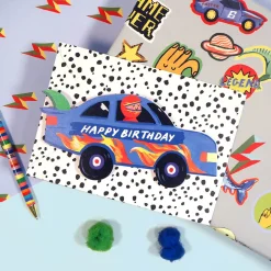 Racing Car Shaped Greetings Card by Eleanor Bowmer