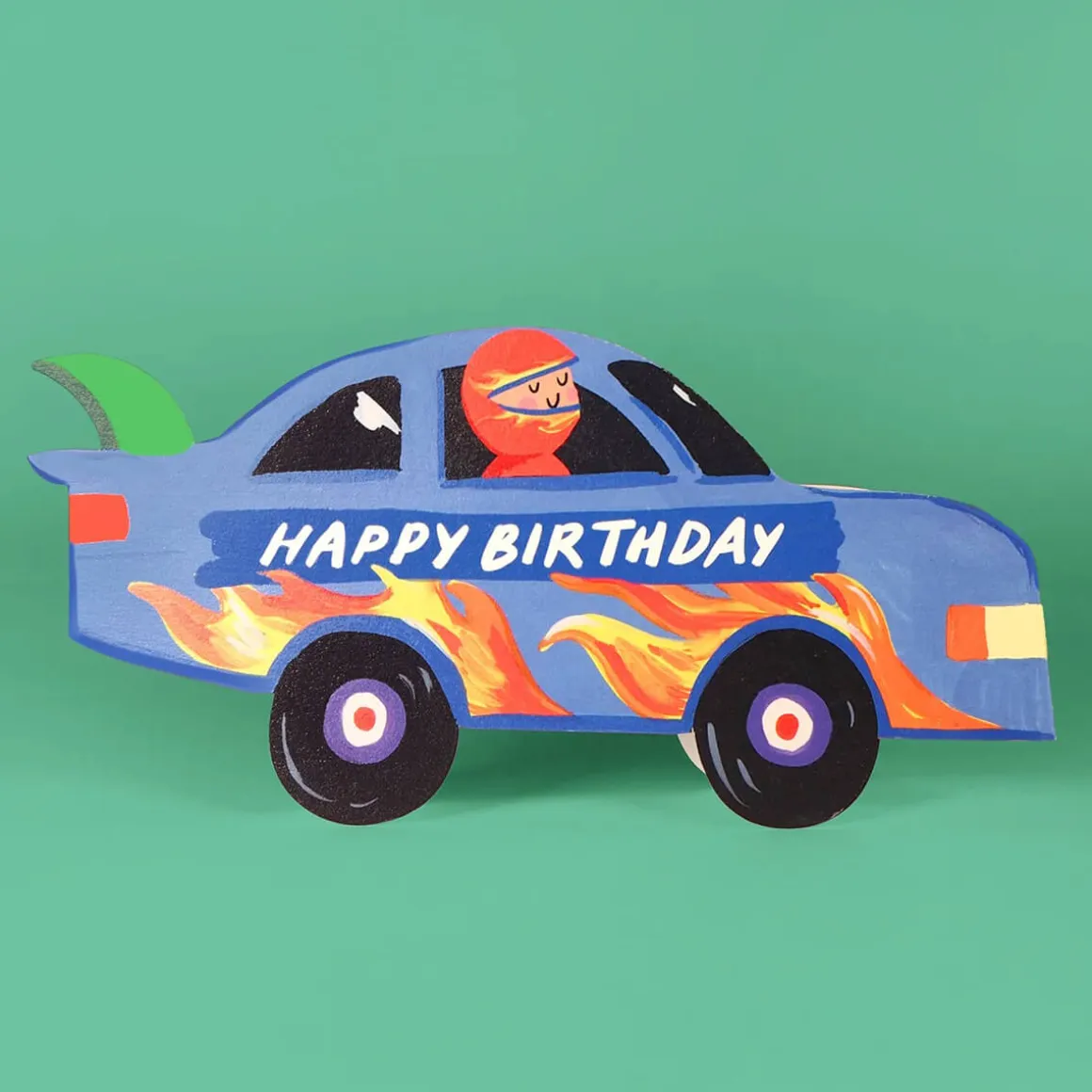 Racing Car Shaped Greetings Card by Eleanor Bowmer