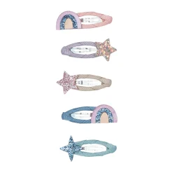 Rainbow And Star Mini Clic Clac Hair Clips by Mimi & Lula