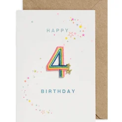 Rainbow Embroidered Age Card by Petra Boase - Age 4