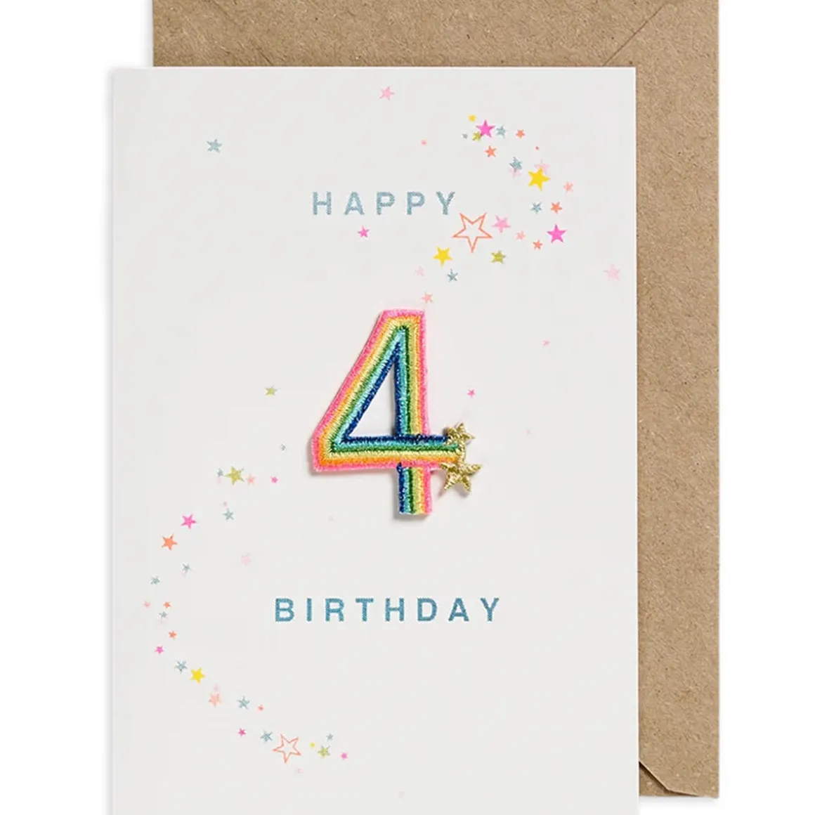 Rainbow Embroidered Age Card by Petra Boase - Age 4
