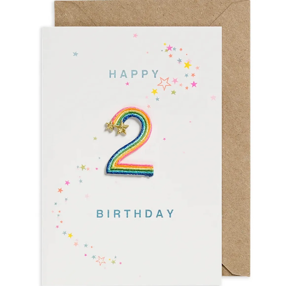 Rainbow Embroidered Age Card by Petra Boase - Age 2