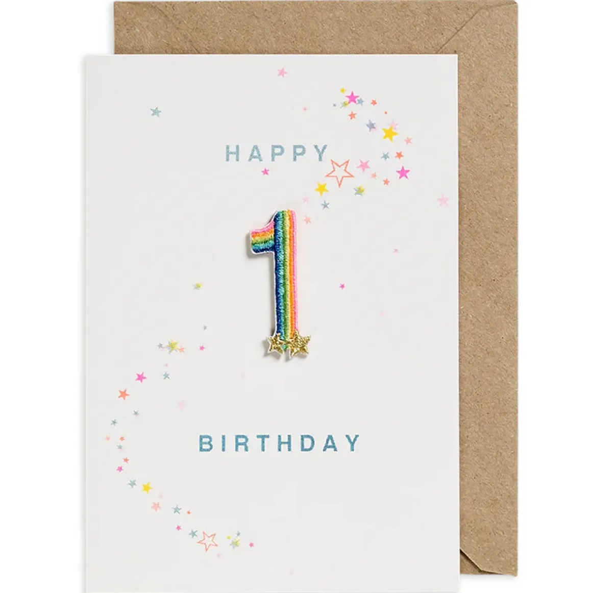 Rainbow Embroidered Age Card by Petra Boase - Age 1