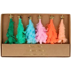 Rainbow Fringed Christmas Tree Party Picks by Meri Meri