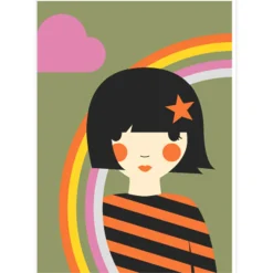 Rainbow Girl Greetings Card by Dicky Bird