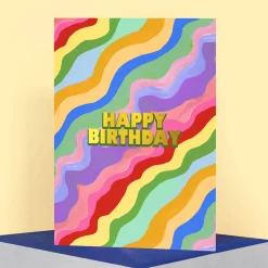 Rainbow Wave Greetings Card by Eleanor Bowmer