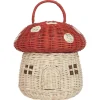 Rattan Mushroom Basket in Red by Olli Ella