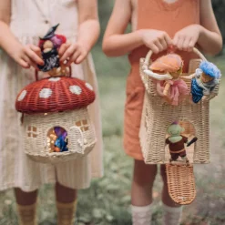 Rattan Mushroom Basket in Red by Olli Ella