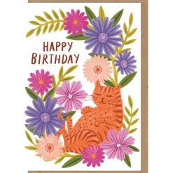 Relaxed Cat Birthday Greetings Card by Bonbi Forest for Earlybird Designs