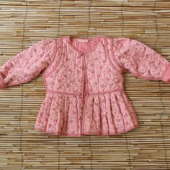 Reversible Quilted Jacket in Rosa Bloom Print Denim by Bonjour - Last One In Stock - 2 Years