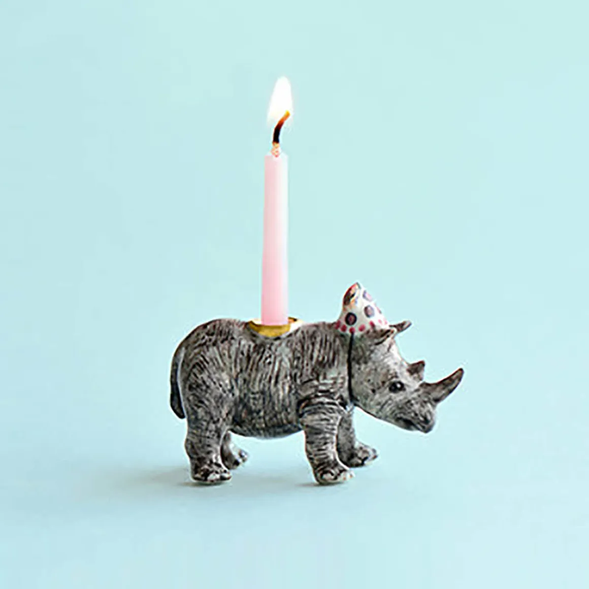 Rhino Party Animal Ceramic Cake Topper by Camp Hollow
