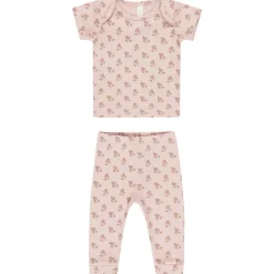 Ribbed Tee and Legging Set in Rose by Quincy Mae