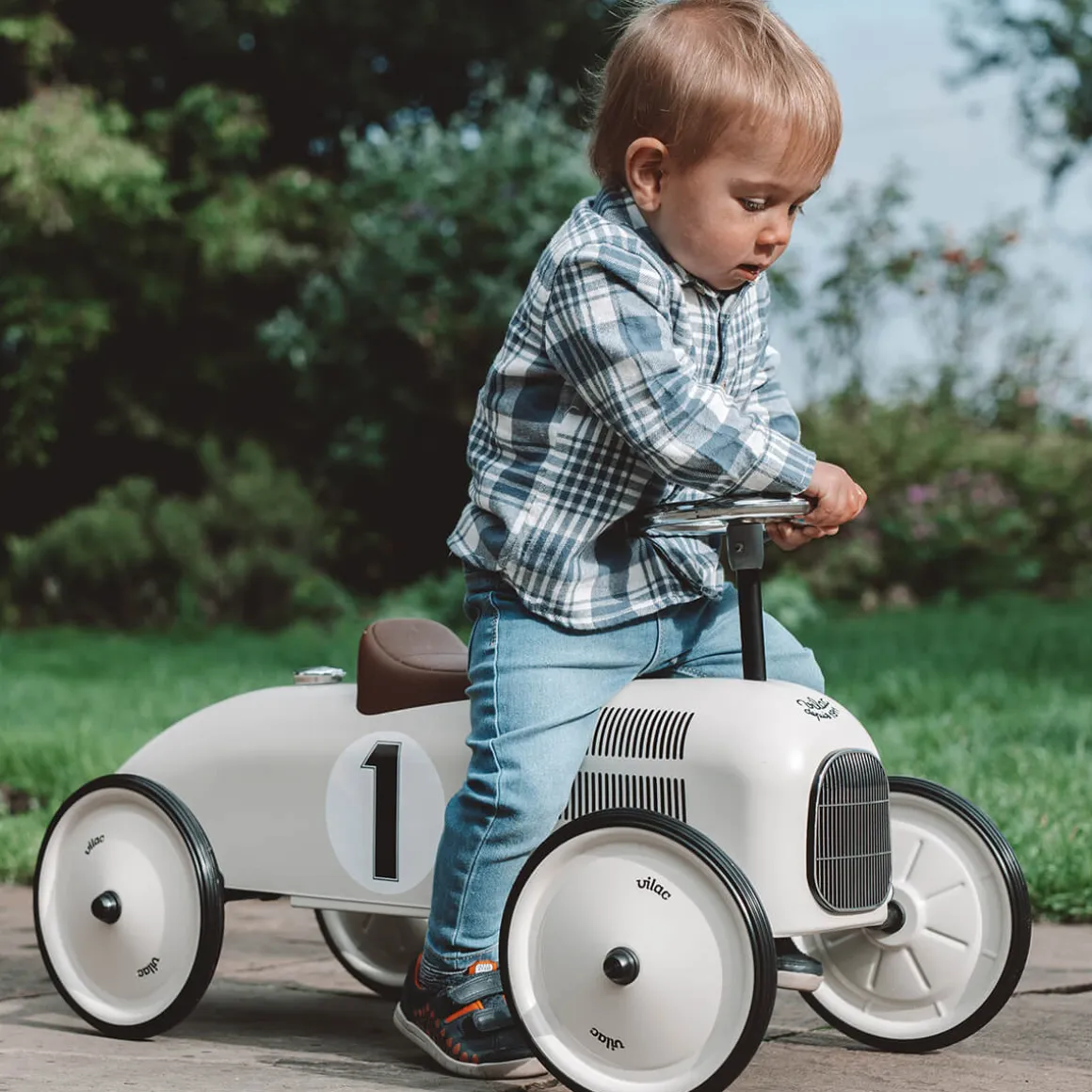 Ride On Metal Car in Cream by Vilac