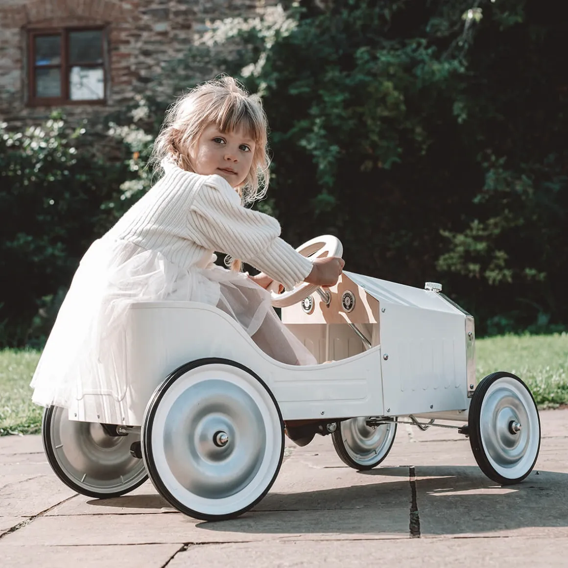 Ride On Metal Car in Cream by Vilac