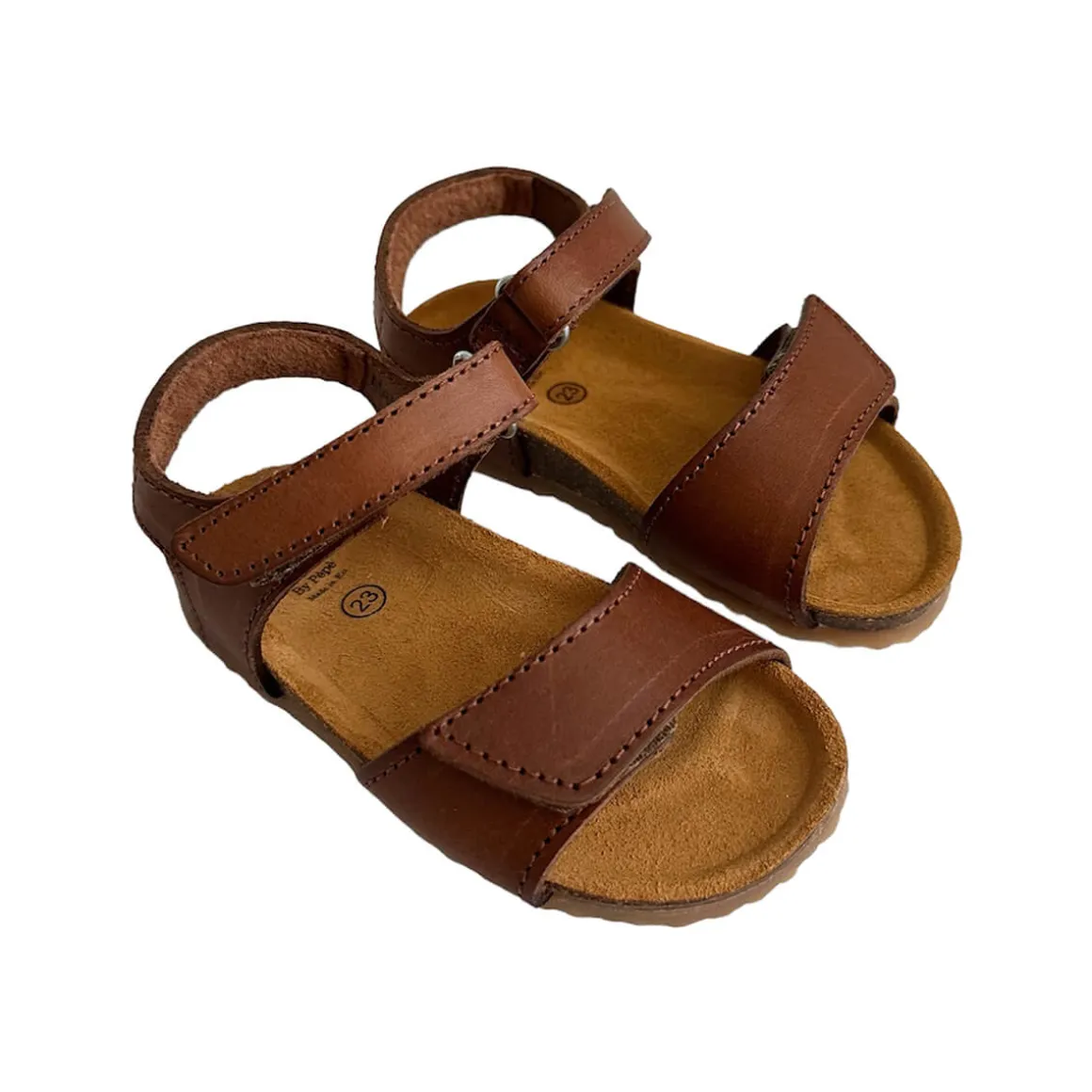 Robin Velcro Sandals in Cuoio Brown by PèPè