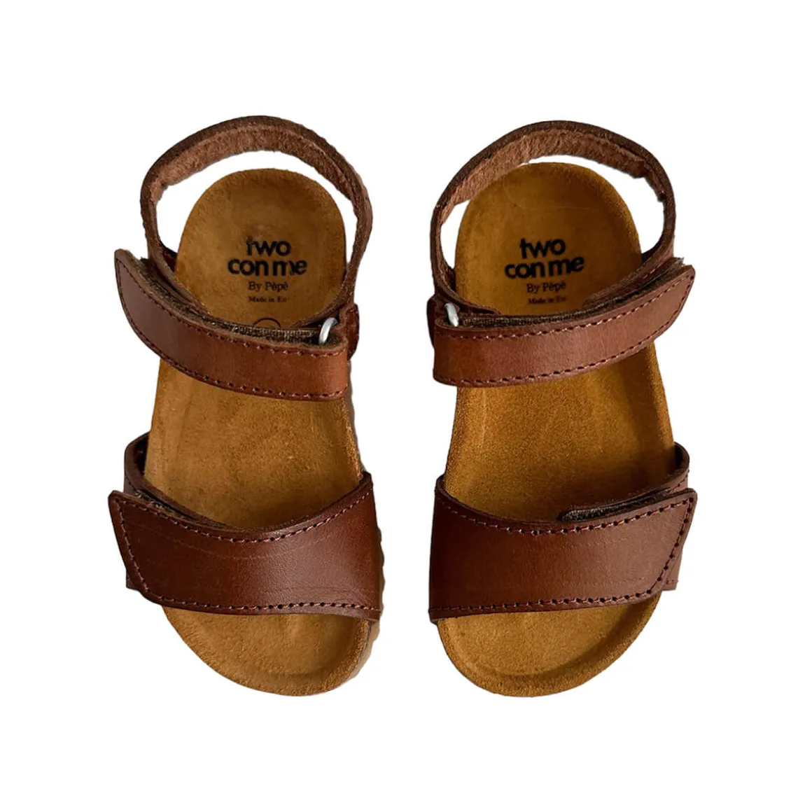 Robin Velcro Sandals in Cuoio Brown by PèPè