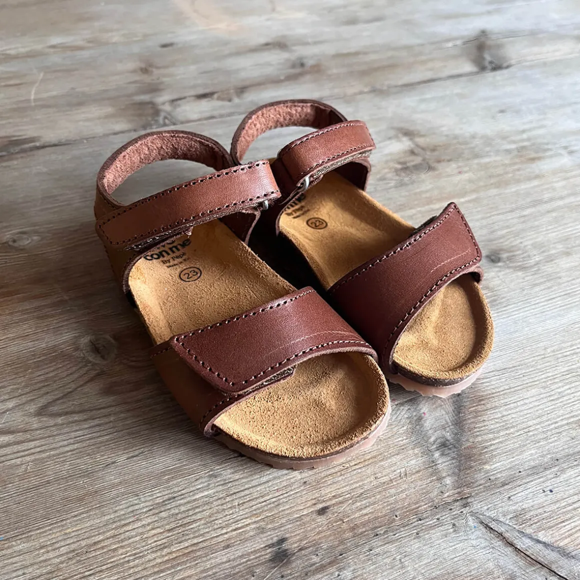Robin Velcro Sandals in Cuoio Brown by PèPè