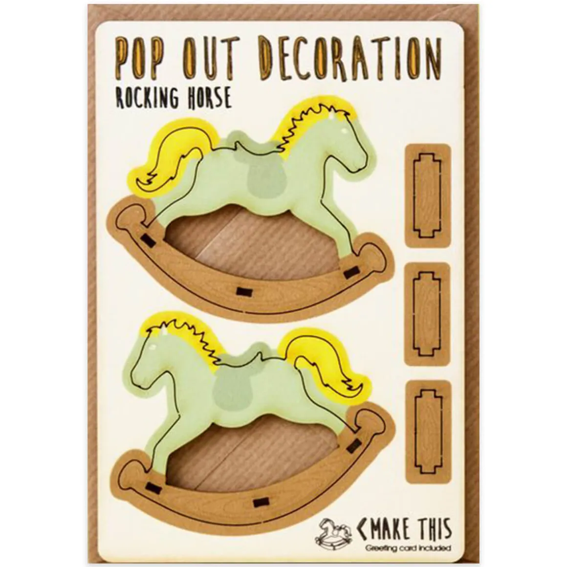 Rocking Horse New Baby Pop Out Decoration And Greetings Card by The Pop Out Card Company