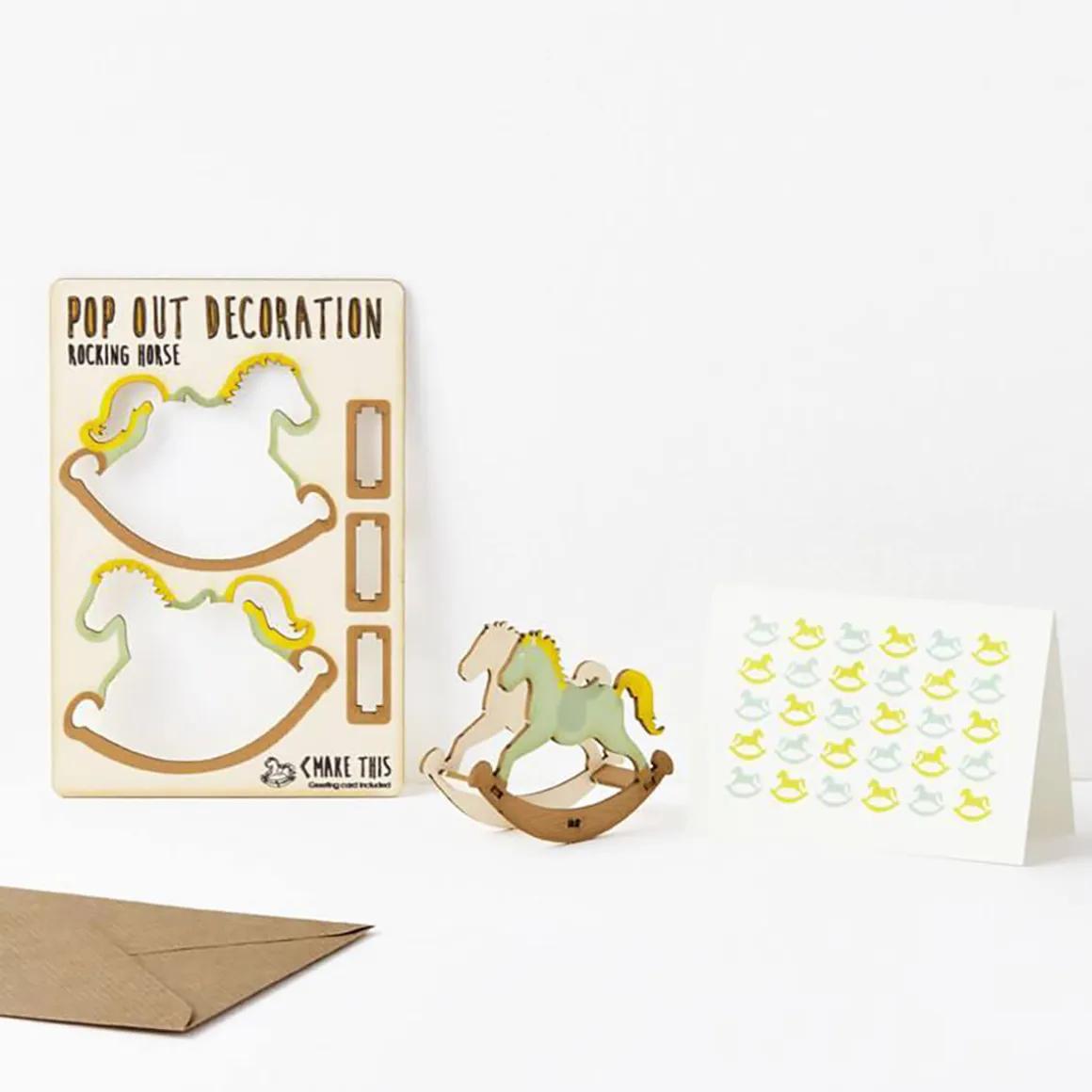Rocking Horse New Baby Pop Out Decoration And Greetings Card by The Pop Out Card Company