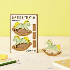 Rocking Horse New Baby Pop Out Decoration And Greetings Card by The Pop Out Card Company