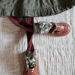 Rosie T-Bar Shoes in Chestnut Brown Leather by Young Soles