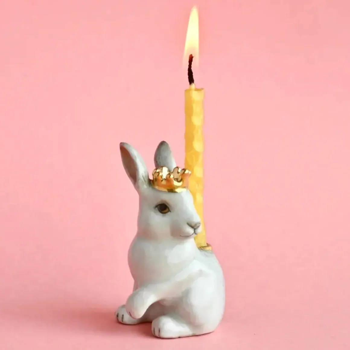 Royal White Rabbit Ceramic Cake Topper by Camp Hollow